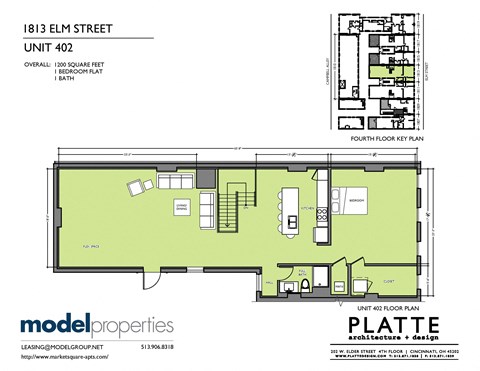 Floor plan for 1 bed, 1 bath, 1200 sqft